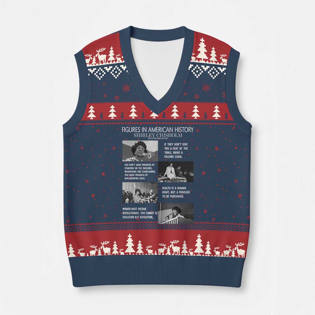 Shirley Chisholm Legacy V-Neck Knit Sweater Vest Civil Rights Woman Leader