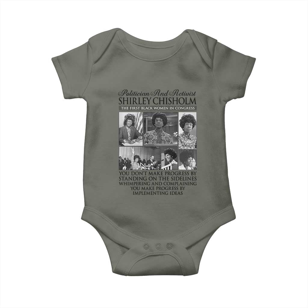 Shirley Chisholm Baby Onesie You Make Progress By Implementing Ideas Quote