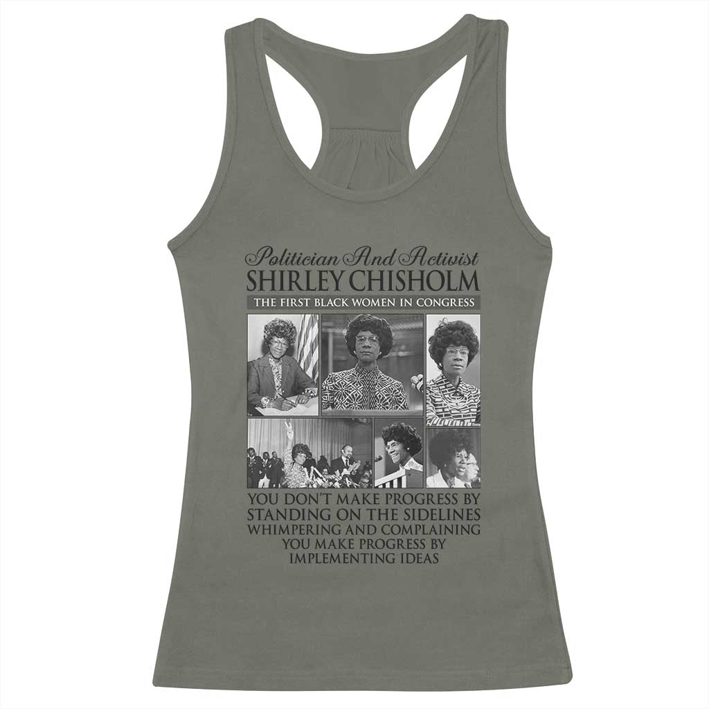 Shirley Chisholm Racerback Tank Top You Make Progress By Implementing Ideas Quote