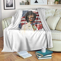 Shirley Chisholm For President 1972 With American Flag Throw Blanket