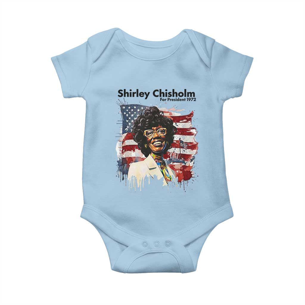 Shirley Chisholm For President 1972 With American Flag Baby Onesie