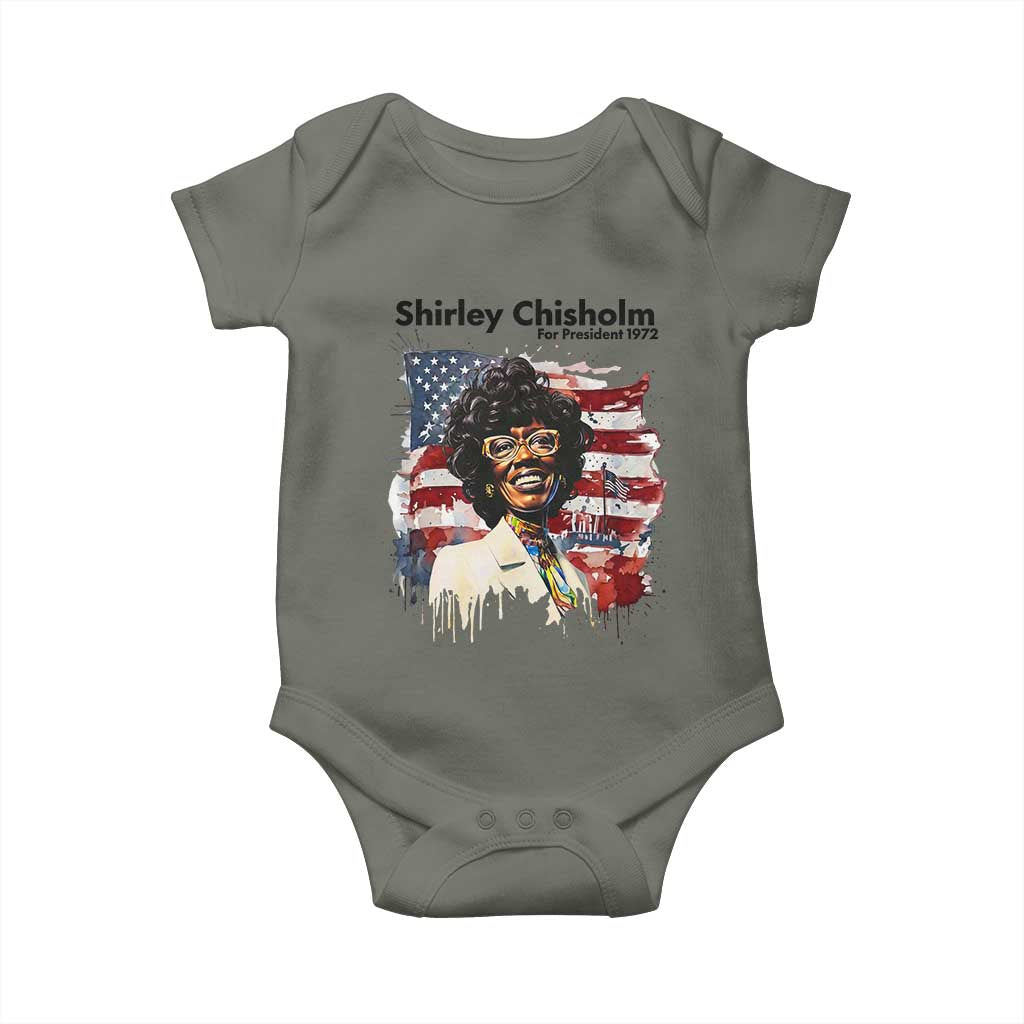 Shirley Chisholm For President 1972 With American Flag Baby Onesie