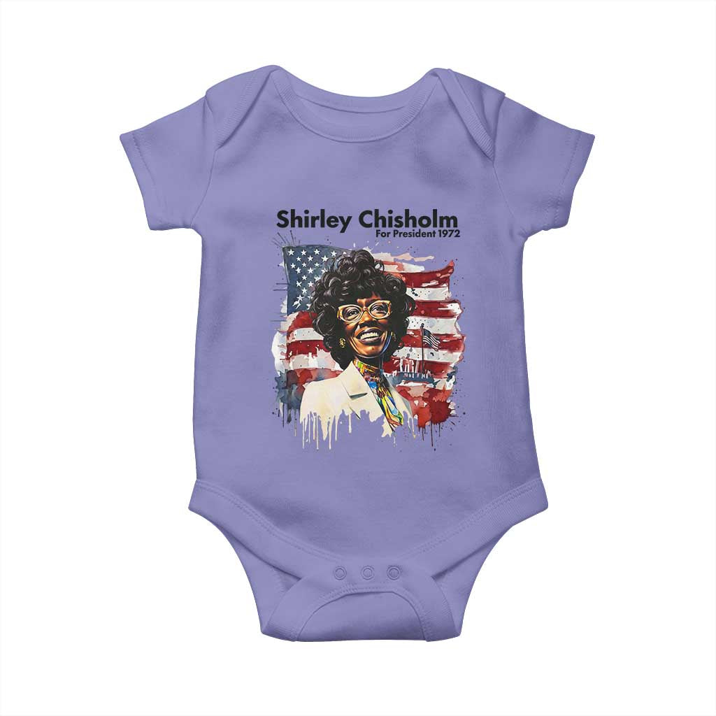 Shirley Chisholm For President 1972 With American Flag Baby Onesie