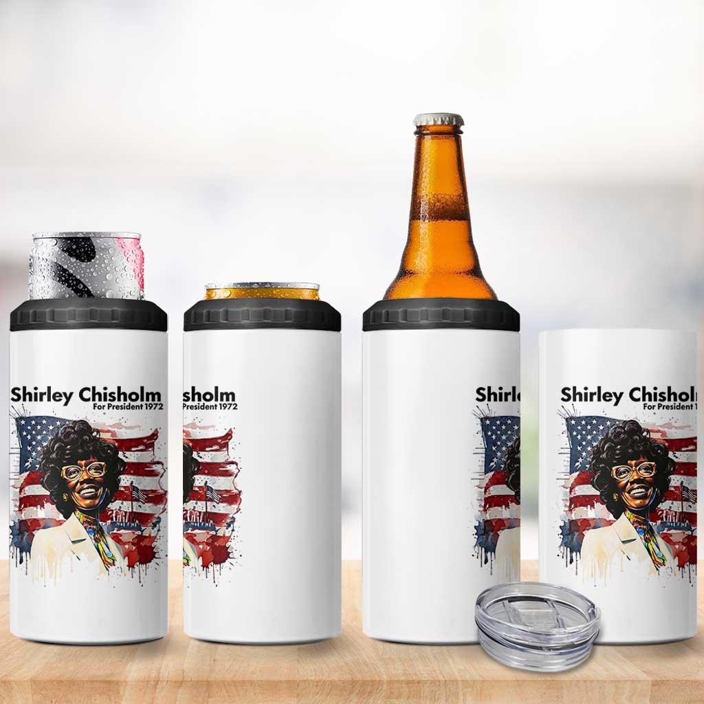Shirley Chisholm For President 1972 With American Flag 4 in 1 Can Cooler Tumbler