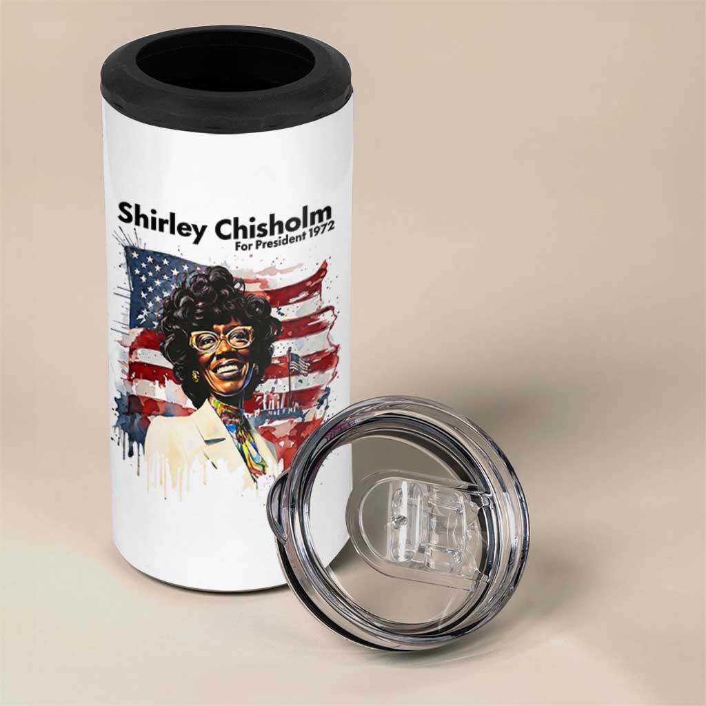 Shirley Chisholm For President 1972 With American Flag 4 in 1 Can Cooler Tumbler