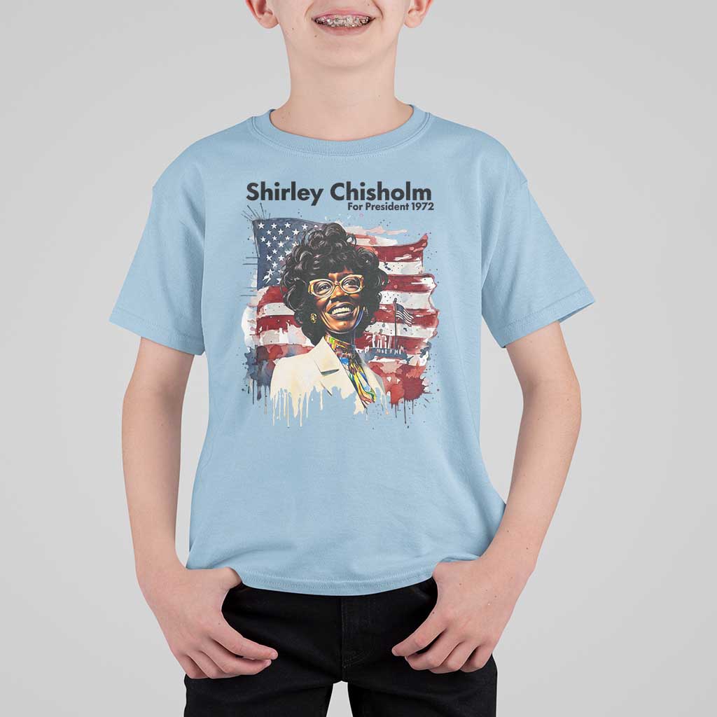 Shirley Chisholm For President 1972 With American Flag T Shirt For Kid