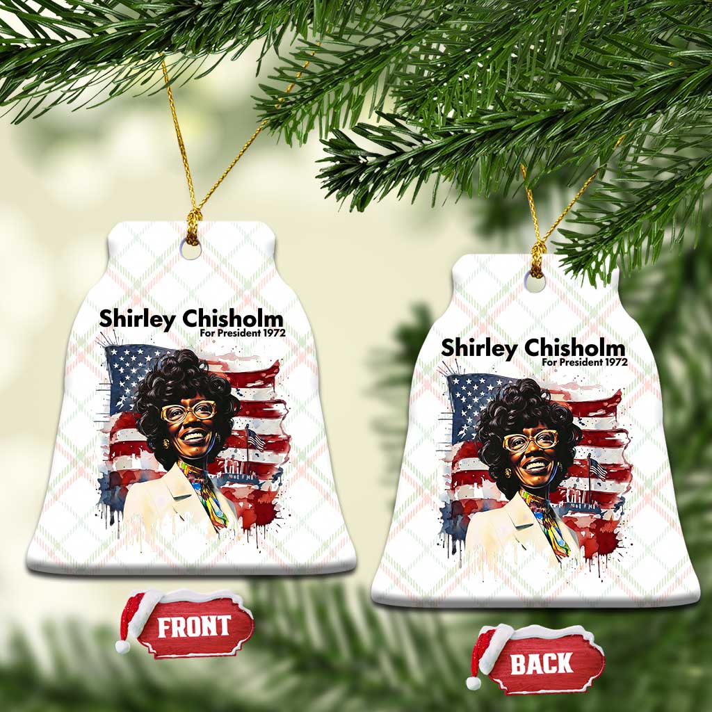 Shirley Chisholm For President 1972 With American Flag Ceramic Ornament