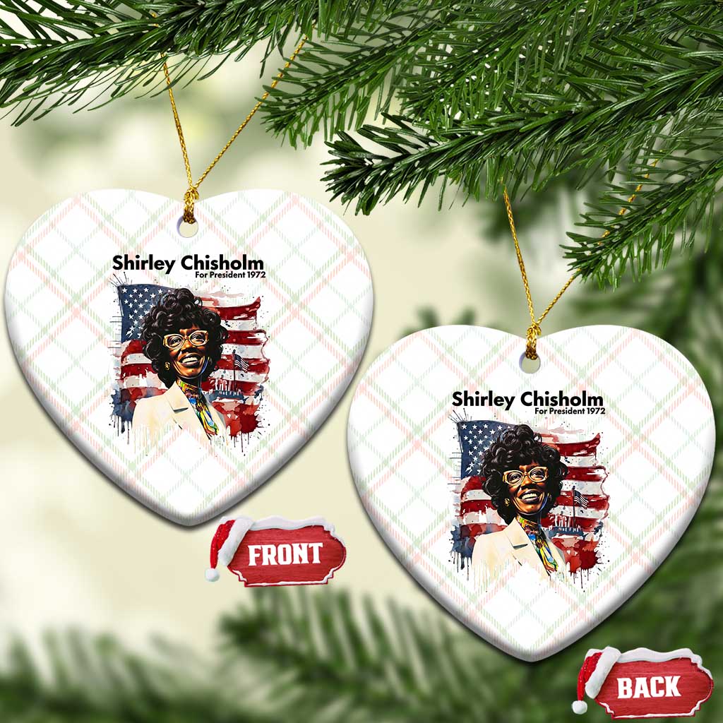 Shirley Chisholm For President 1972 With American Flag Ceramic Ornament