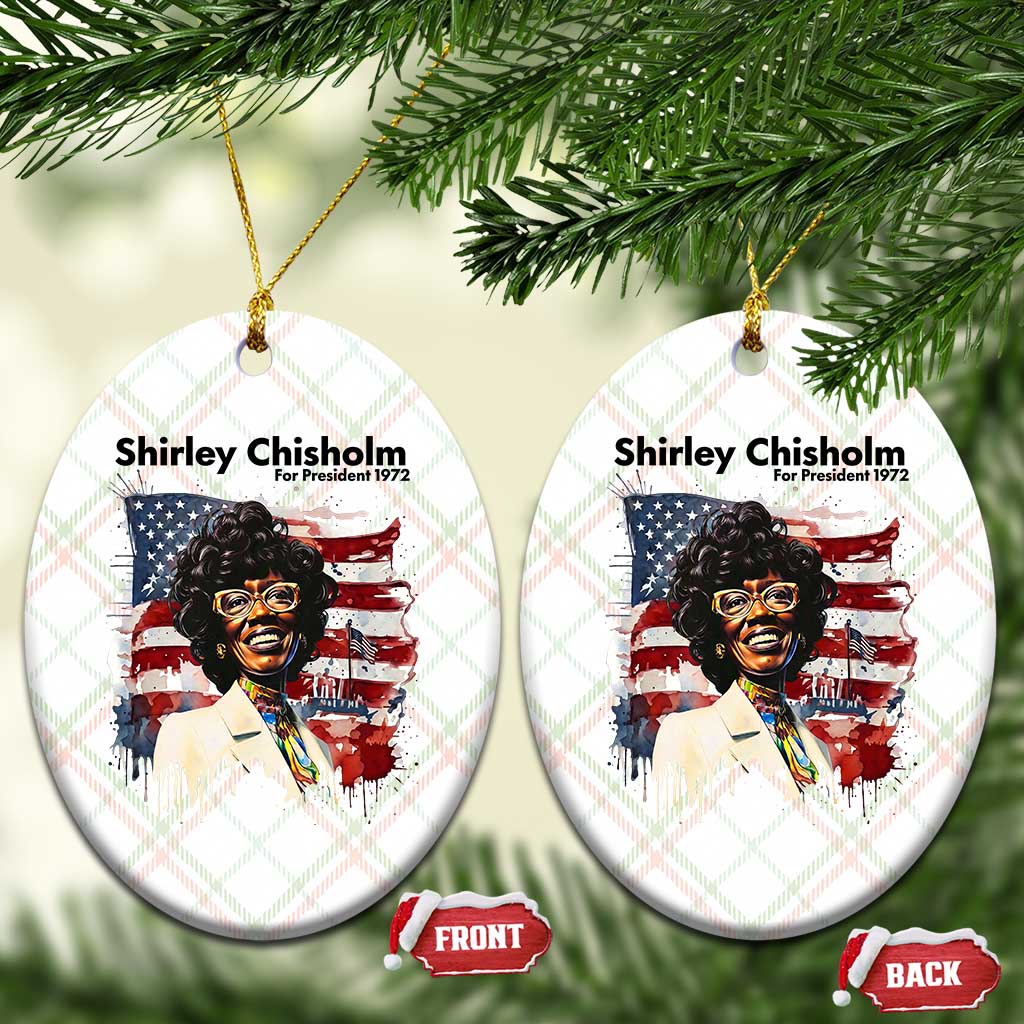 Shirley Chisholm For President 1972 With American Flag Ceramic Ornament