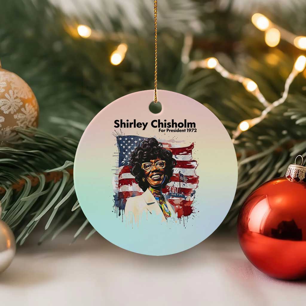 Shirley Chisholm For President 1972 With American Flag Ceramic Ornament