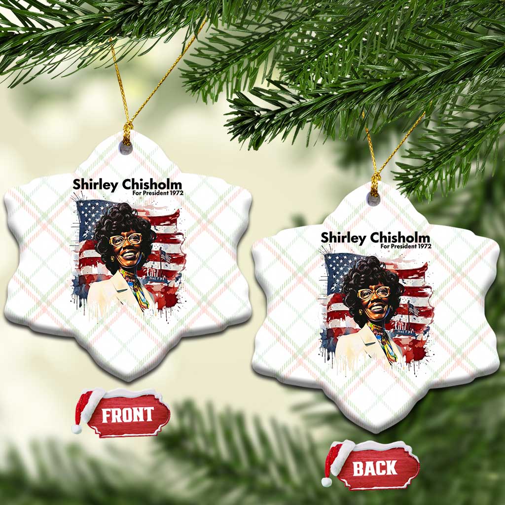 Shirley Chisholm For President 1972 With American Flag Ceramic Ornament