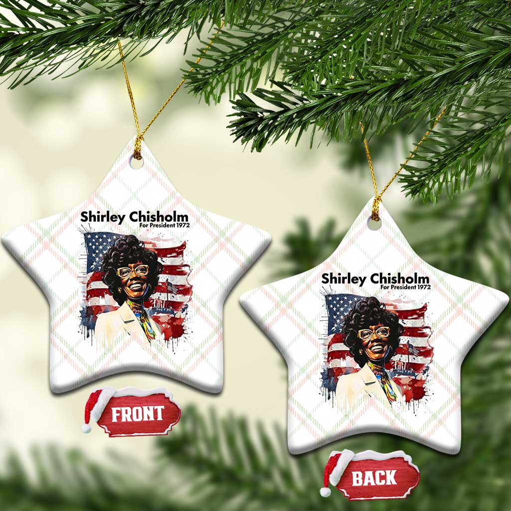 Shirley Chisholm For President 1972 With American Flag Ceramic Ornament