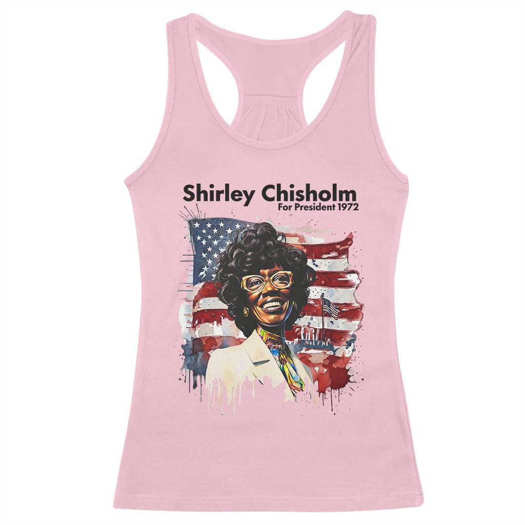 Shirley Chisholm For President 1972 With American Flag Racerback Tank Top