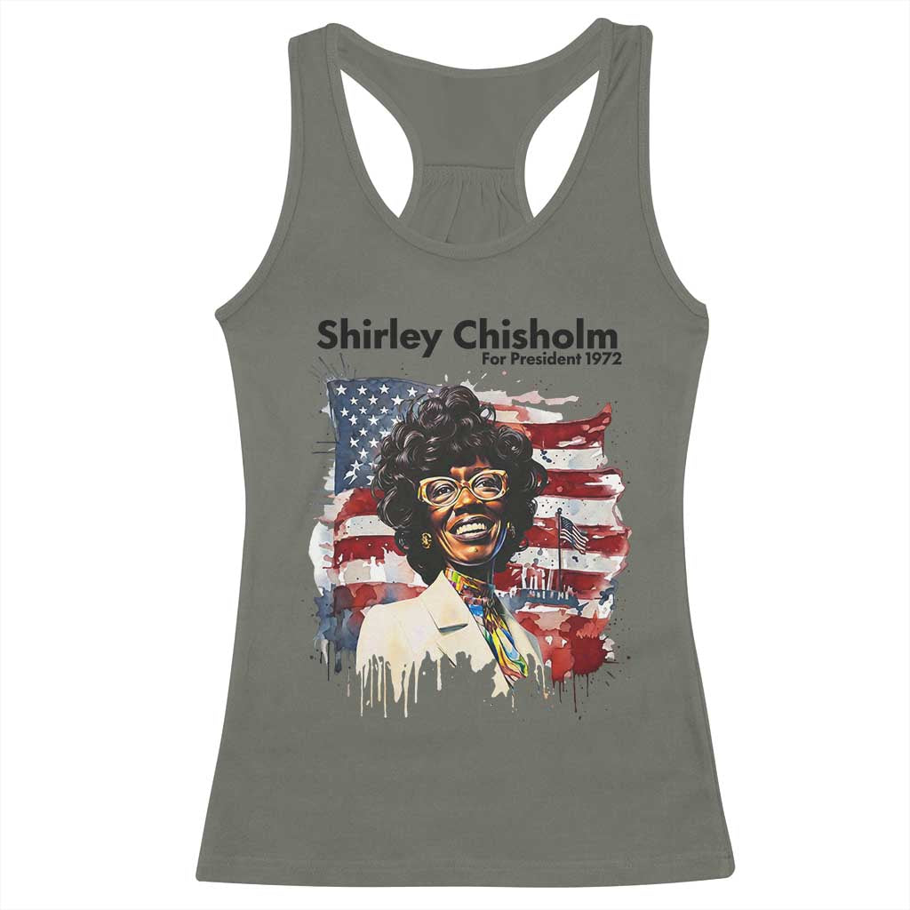 Shirley Chisholm For President 1972 With American Flag Racerback Tank Top