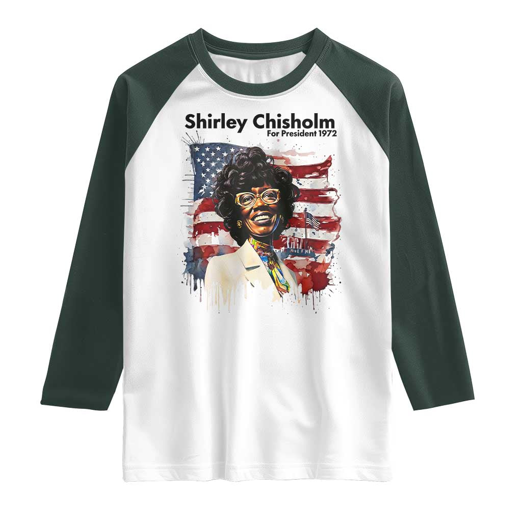 Shirley Chisholm For President 1972 With American Flag Raglan Shirt