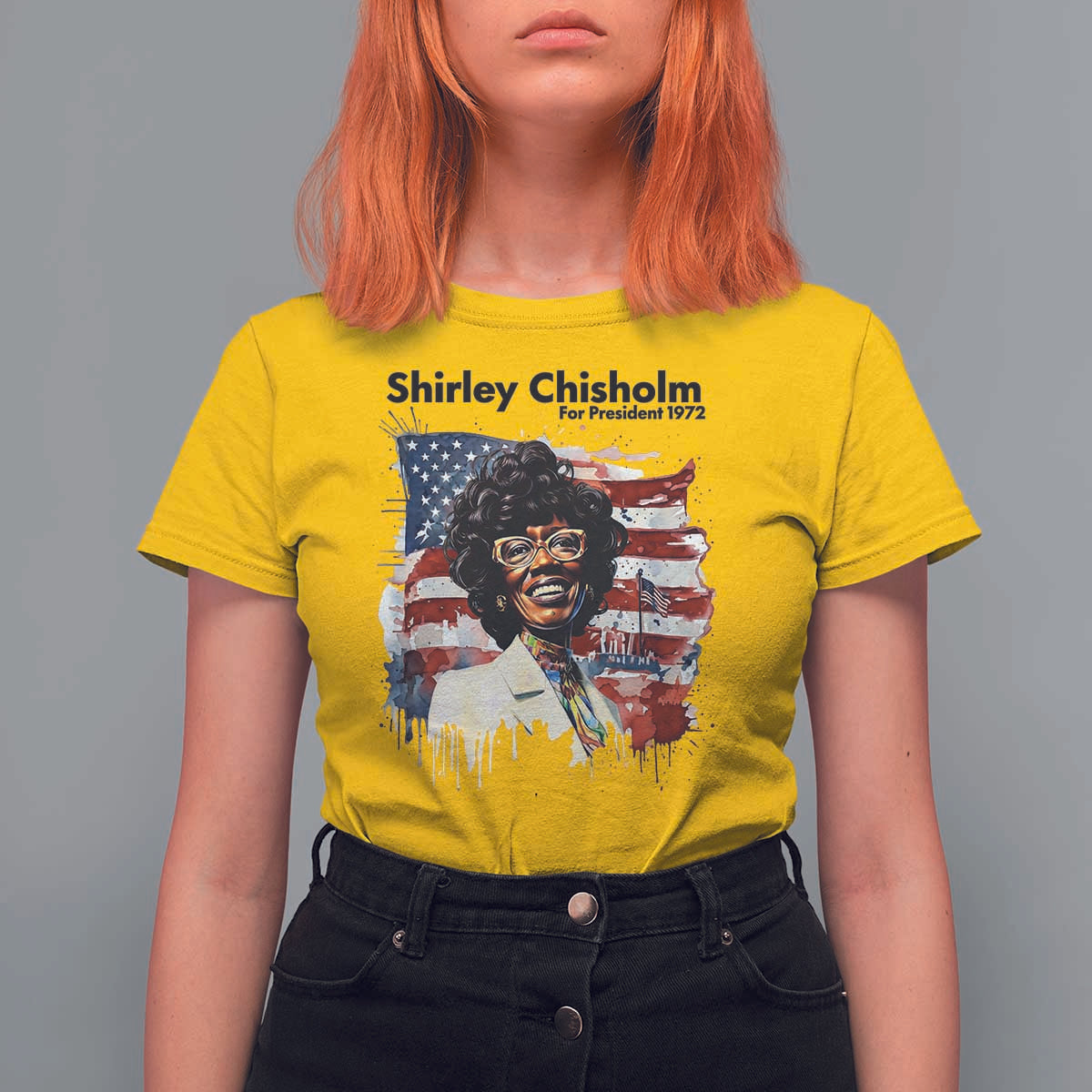 Shirley Chisholm For President 1972 With American Flag T Shirt For Women