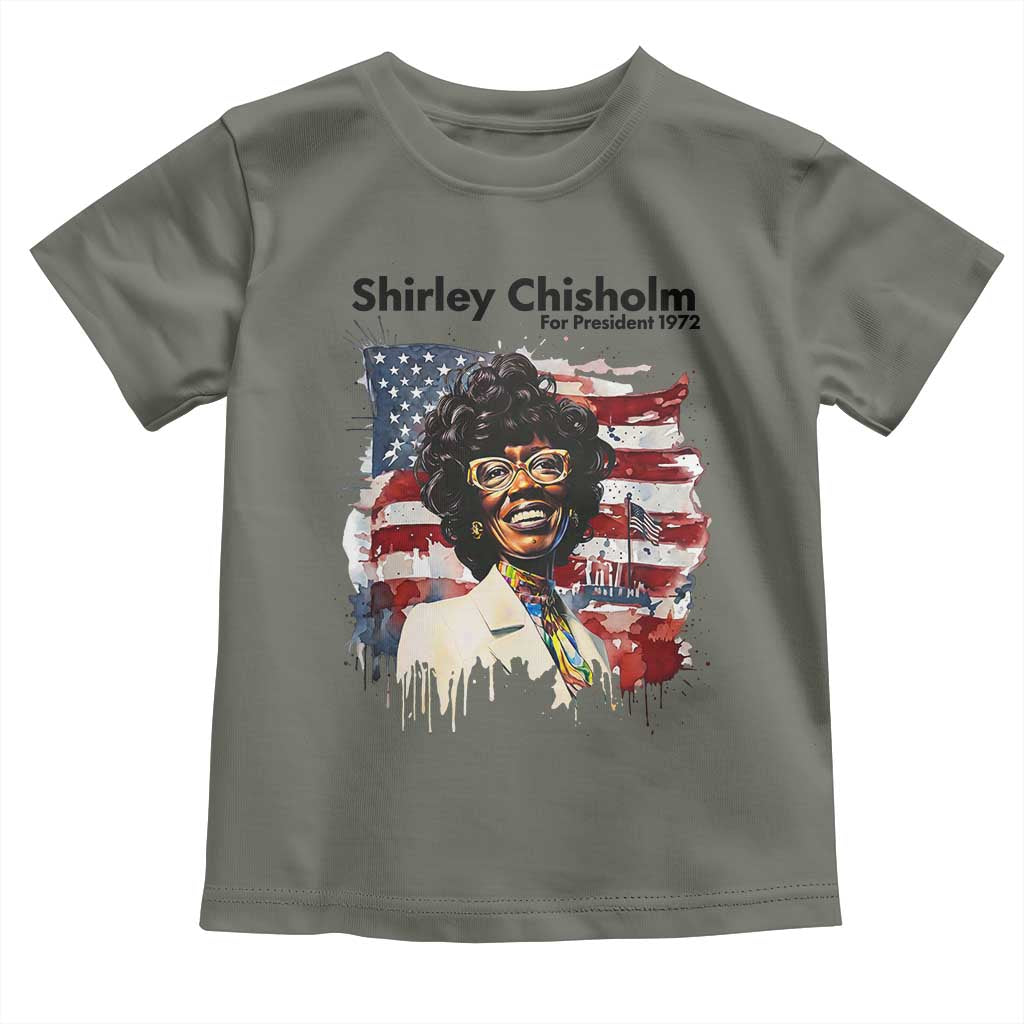Shirley Chisholm For President 1972 With American Flag Toddler T Shirt