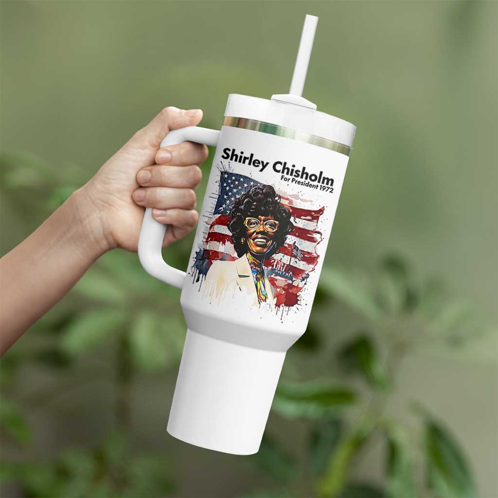 Shirley Chisholm For President 1972 With American Flag Tumbler With Handle