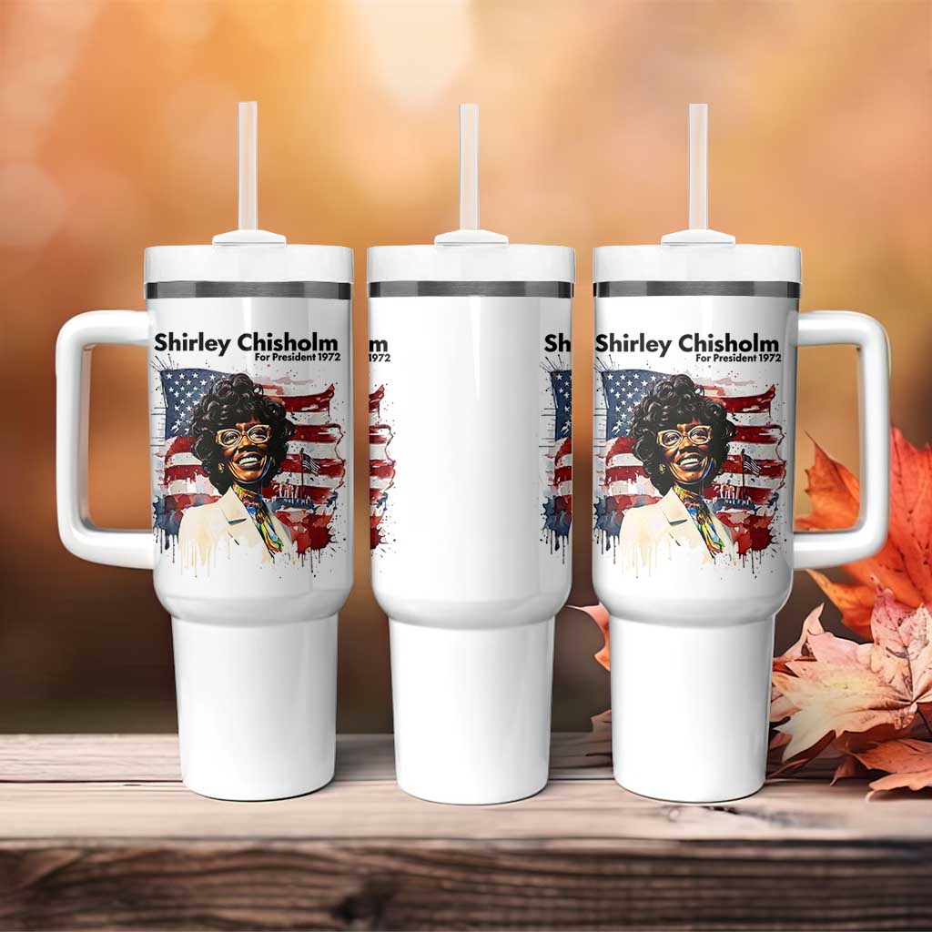 Shirley Chisholm For President 1972 With American Flag Tumbler With Handle
