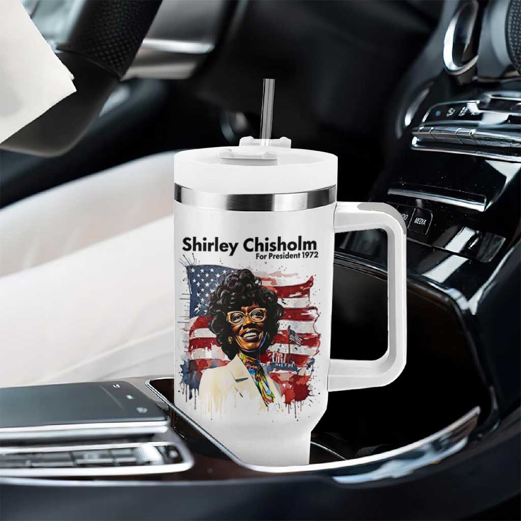 Shirley Chisholm For President 1972 With American Flag Tumbler With Handle