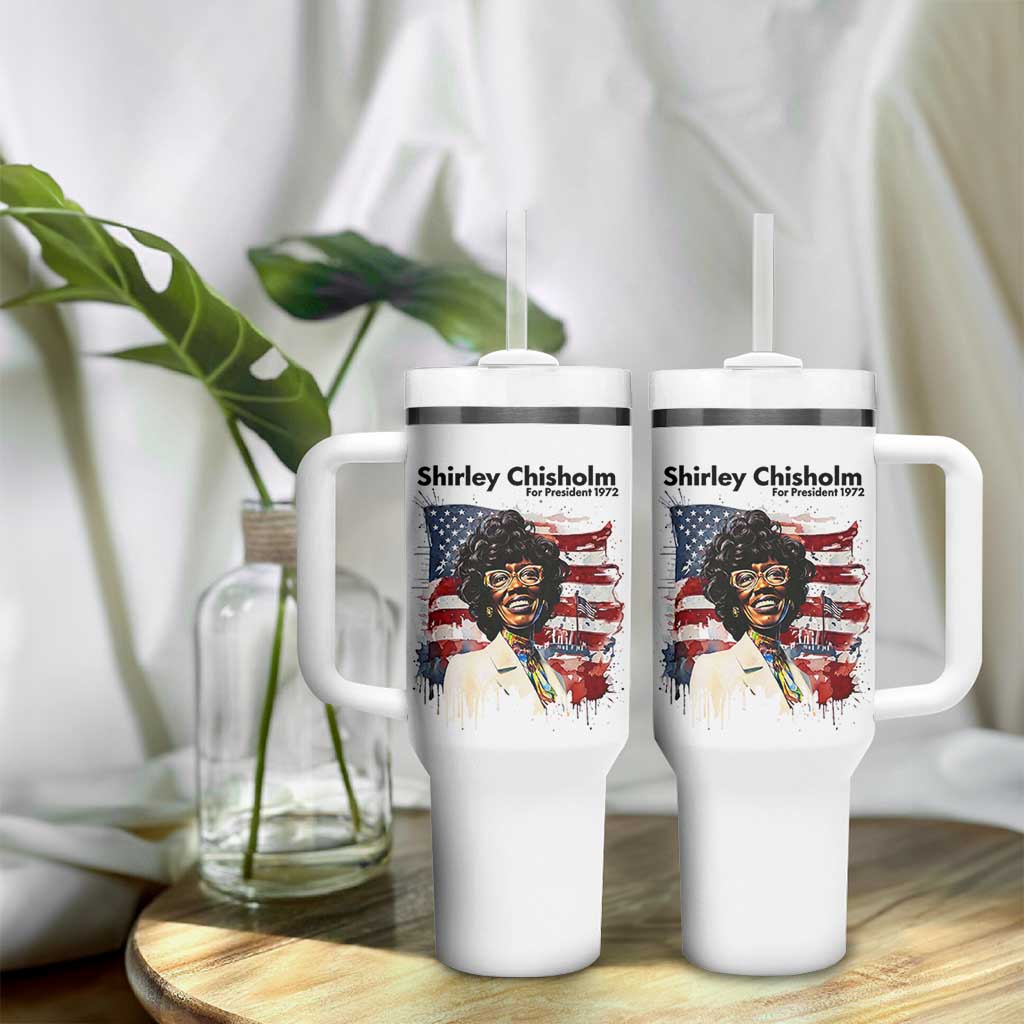 Shirley Chisholm For President 1972 With American Flag Tumbler With Handle