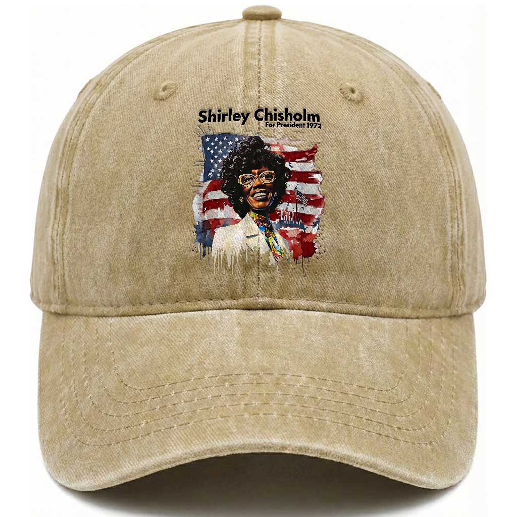 Shirley Chisholm For President 1972 With American Flag Washed Cotton Baseball Cap