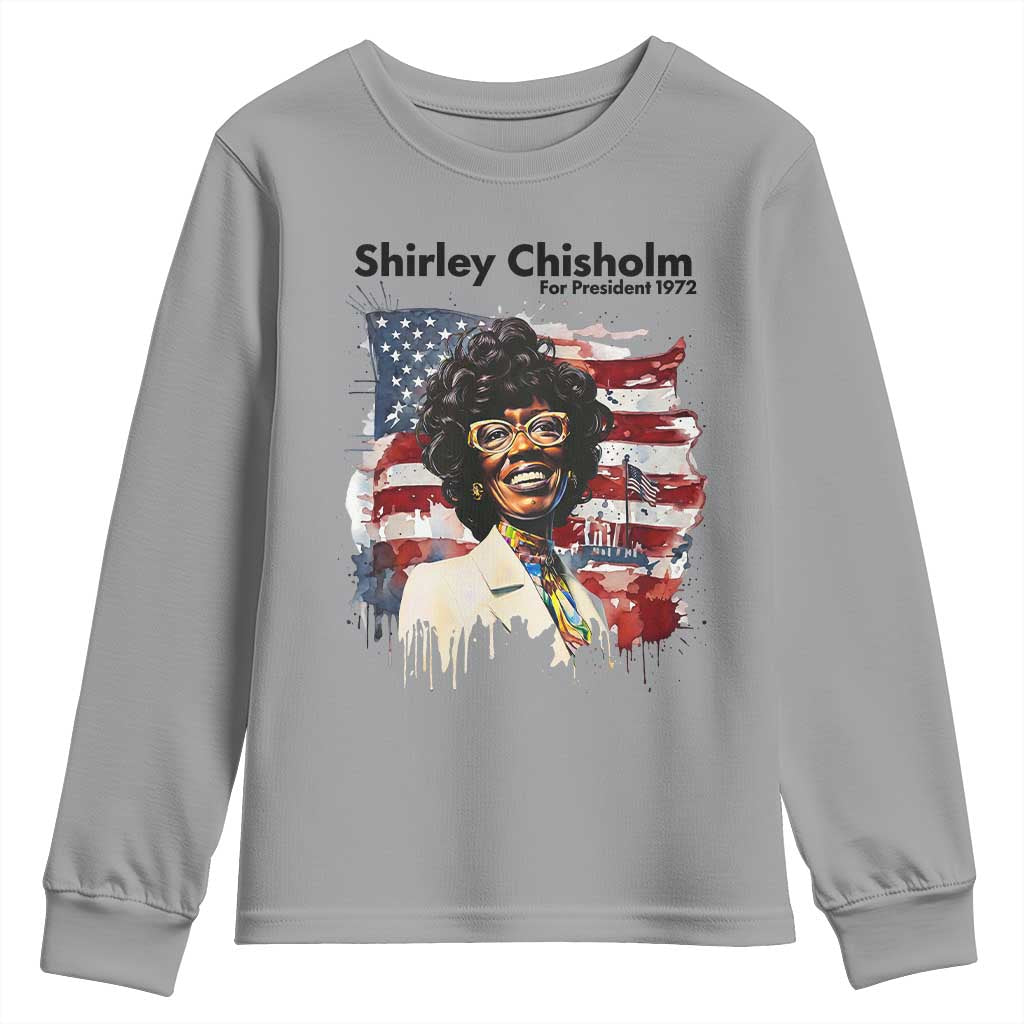 Shirley Chisholm For President 1972 With American Flag Youth Sweatshirt