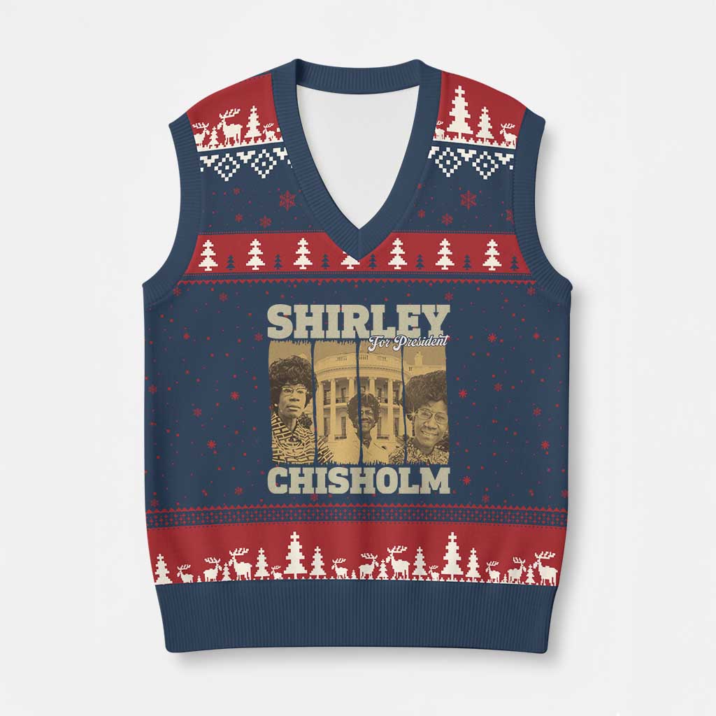 Shirley Chisholm For President V-Neck Knit Sweater Vest Historic Women Leader