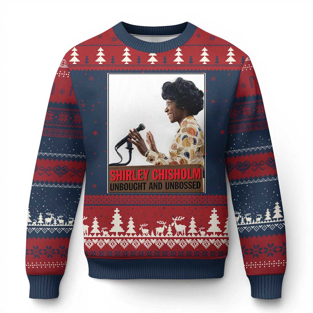 Shirley Chisholm Feminist Empowerment Ugly Christmas Sweater Unbought And Unbossed