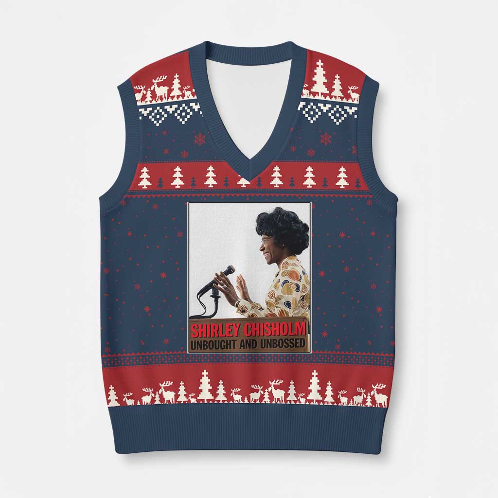 Shirley Chisholm Feminist Empowerment V-Neck Knit Sweater Vest Unbought And Unbossed