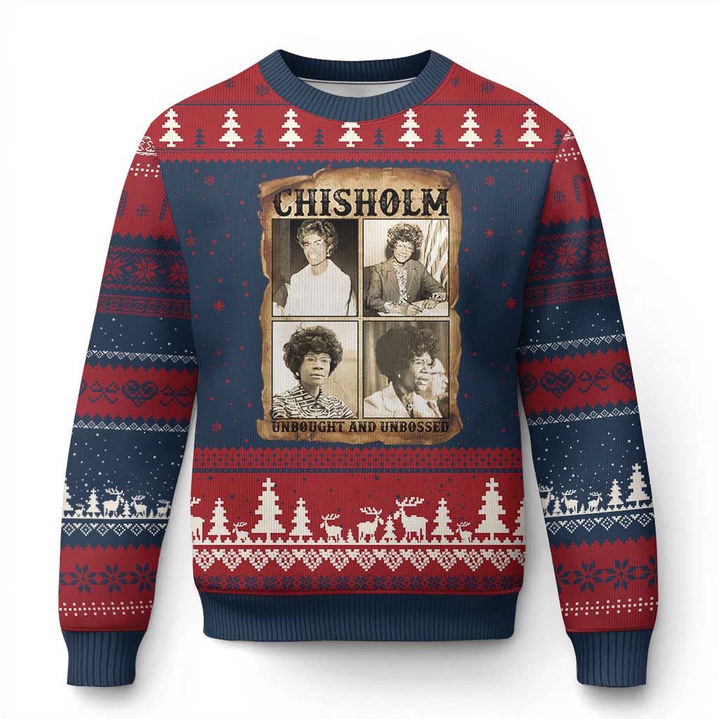 Vintage Shirley Chisholm Unbought And Unbossed Ugly Christmas Sweater Womens History Month