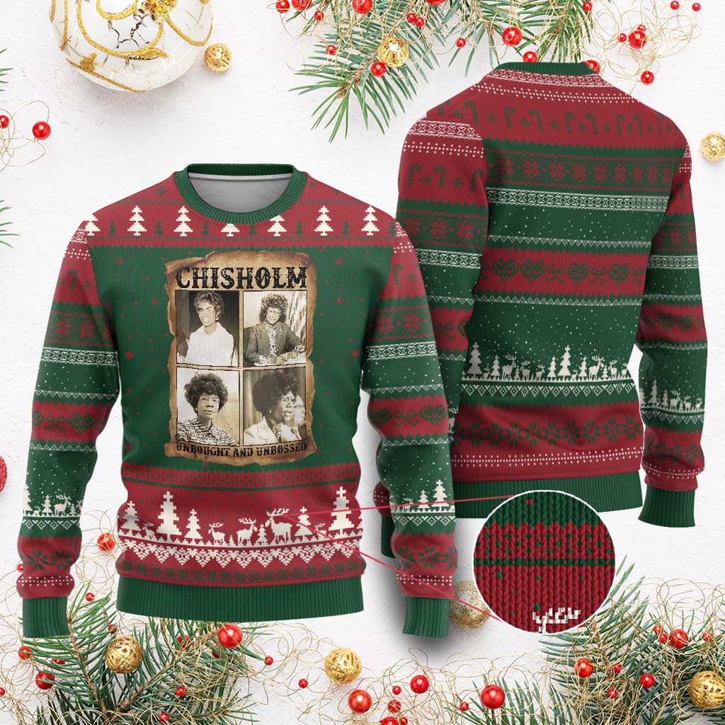 Vintage Shirley Chisholm Unbought And Unbossed Ugly Christmas Sweater Womens History Month