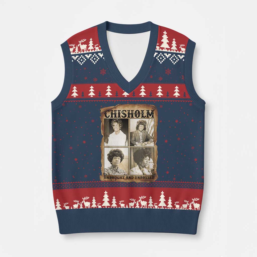 Vintage Shirley Chisholm Unbought And Unbossed V-Neck Knit Sweater Vest Womens History Month