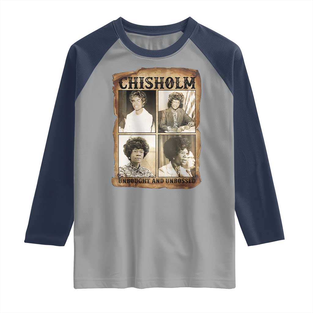Vintage Shirley Chisholm Unbought And Unbossed Raglan Shirt Womens History Month