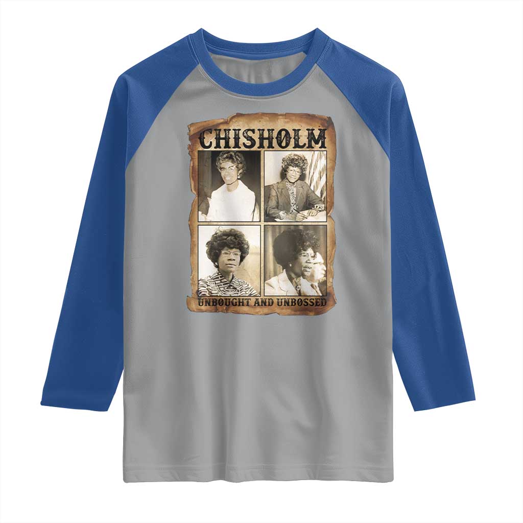 Vintage Shirley Chisholm Unbought And Unbossed Raglan Shirt Womens History Month
