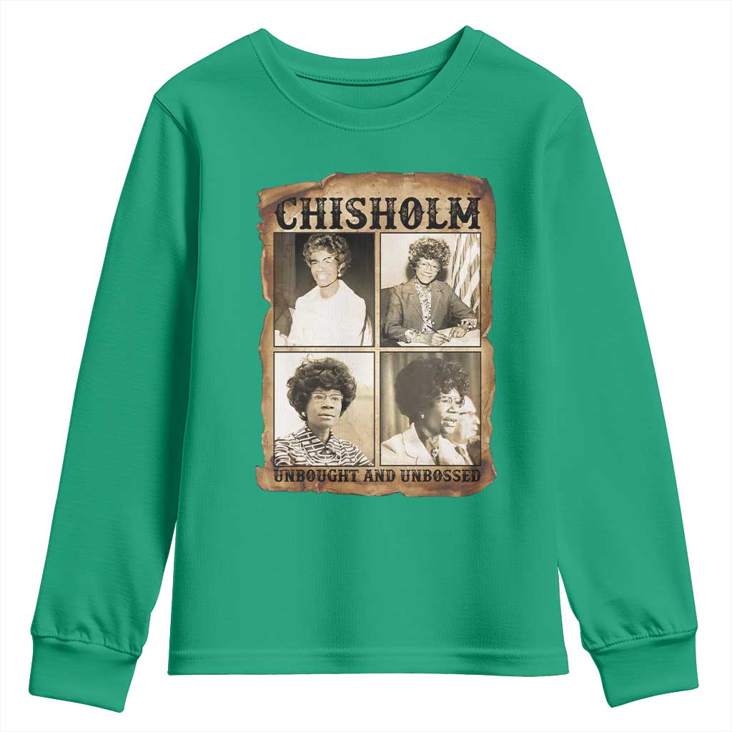 Vintage Shirley Chisholm Unbought And Unbossed Youth Sweatshirt Womens History Month