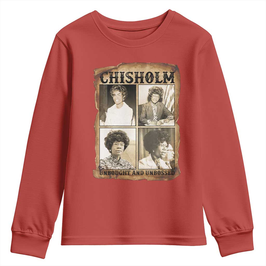 Vintage Shirley Chisholm Unbought And Unbossed Youth Sweatshirt Womens History Month