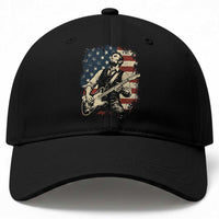 Vintage Abraham Lincoln Playing Electric Guitar Baseball Cap Patriotic Rocker Gift