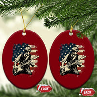 Vintage Abraham Lincoln Playing Electric Guitar Ceramic Ornament Patriotic Rocker Gift