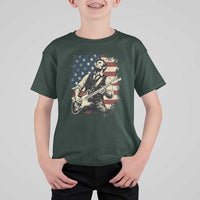 Vintage Abraham Lincoln Playing Electric Guitar T Shirt For Kid Patriotic Rocker Gift