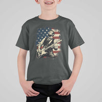 Vintage Abraham Lincoln Playing Electric Guitar T Shirt For Kid Patriotic Rocker Gift