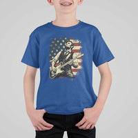 Vintage Abraham Lincoln Playing Electric Guitar T Shirt For Kid Patriotic Rocker Gift