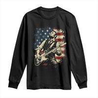 Vintage Abraham Lincoln Playing Electric Guitar Long Sleeve Shirt Patriotic Rocker Gift