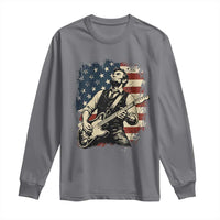 Vintage Abraham Lincoln Playing Electric Guitar Long Sleeve Shirt Patriotic Rocker Gift