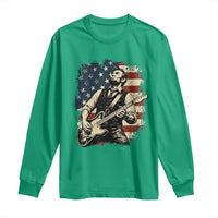 Vintage Abraham Lincoln Playing Electric Guitar Long Sleeve Shirt Patriotic Rocker Gift