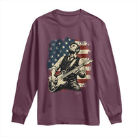 Vintage Abraham Lincoln Playing Electric Guitar Long Sleeve Shirt Patriotic Rocker Gift