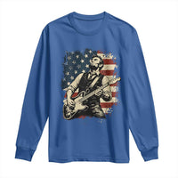 Vintage Abraham Lincoln Playing Electric Guitar Long Sleeve Shirt Patriotic Rocker Gift