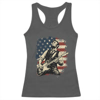 Vintage Abraham Lincoln Playing Electric Guitar Racerback Tank Top Patriotic Rocker Gift