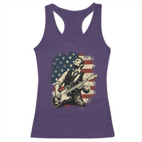 Vintage Abraham Lincoln Playing Electric Guitar Racerback Tank Top Patriotic Rocker Gift