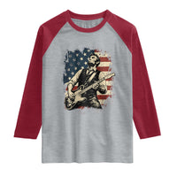 Vintage Abraham Lincoln Playing Electric Guitar Raglan Shirt Patriotic Rocker Gift